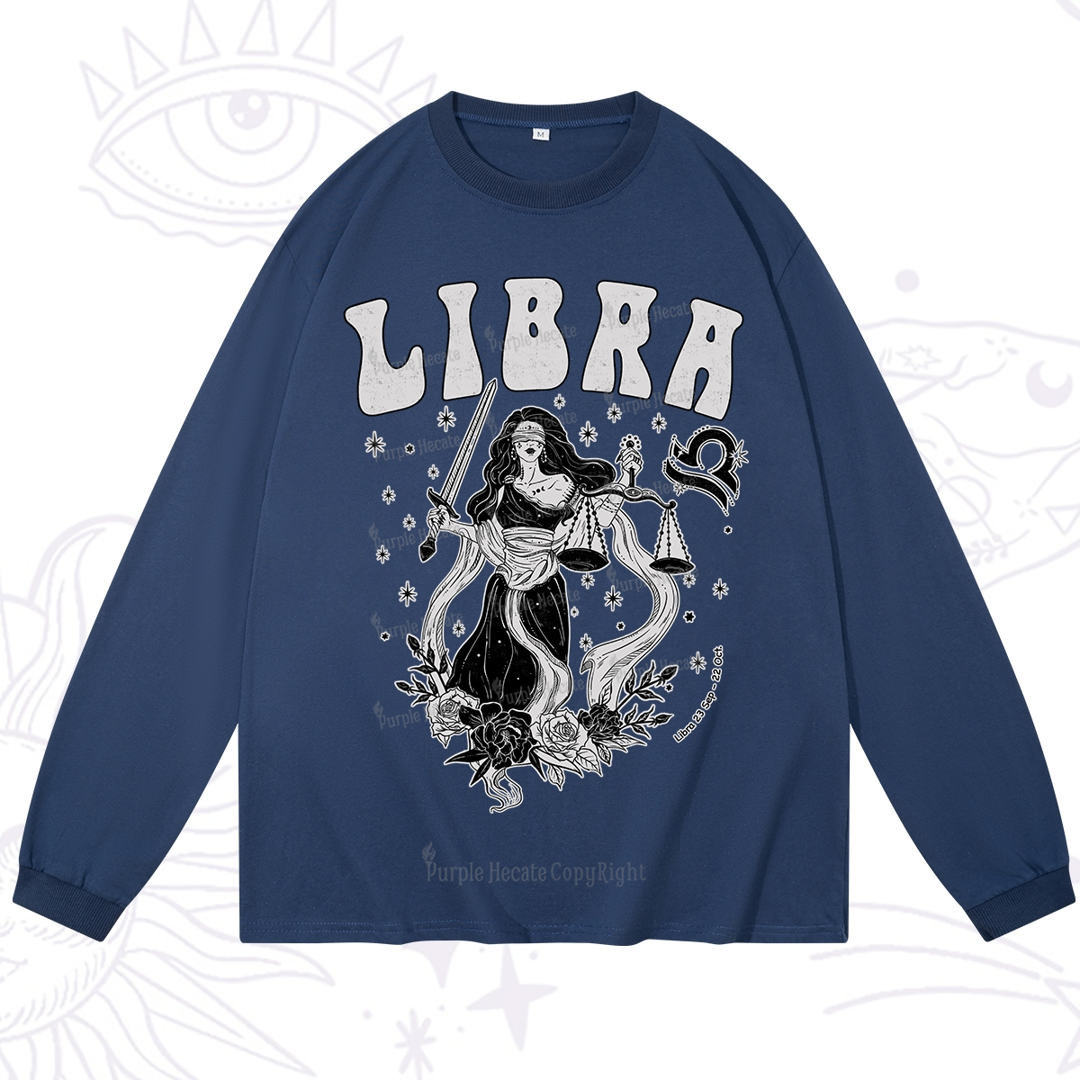 Purplehecate Libra Zodiac Glyphs Long Sleeve T-Shirt