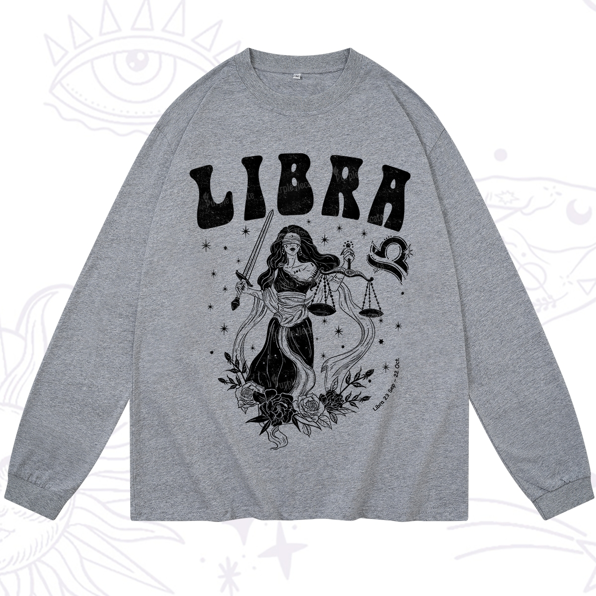 Purplehecate Libra Zodiac Glyphs Long Sleeve T-Shirt
