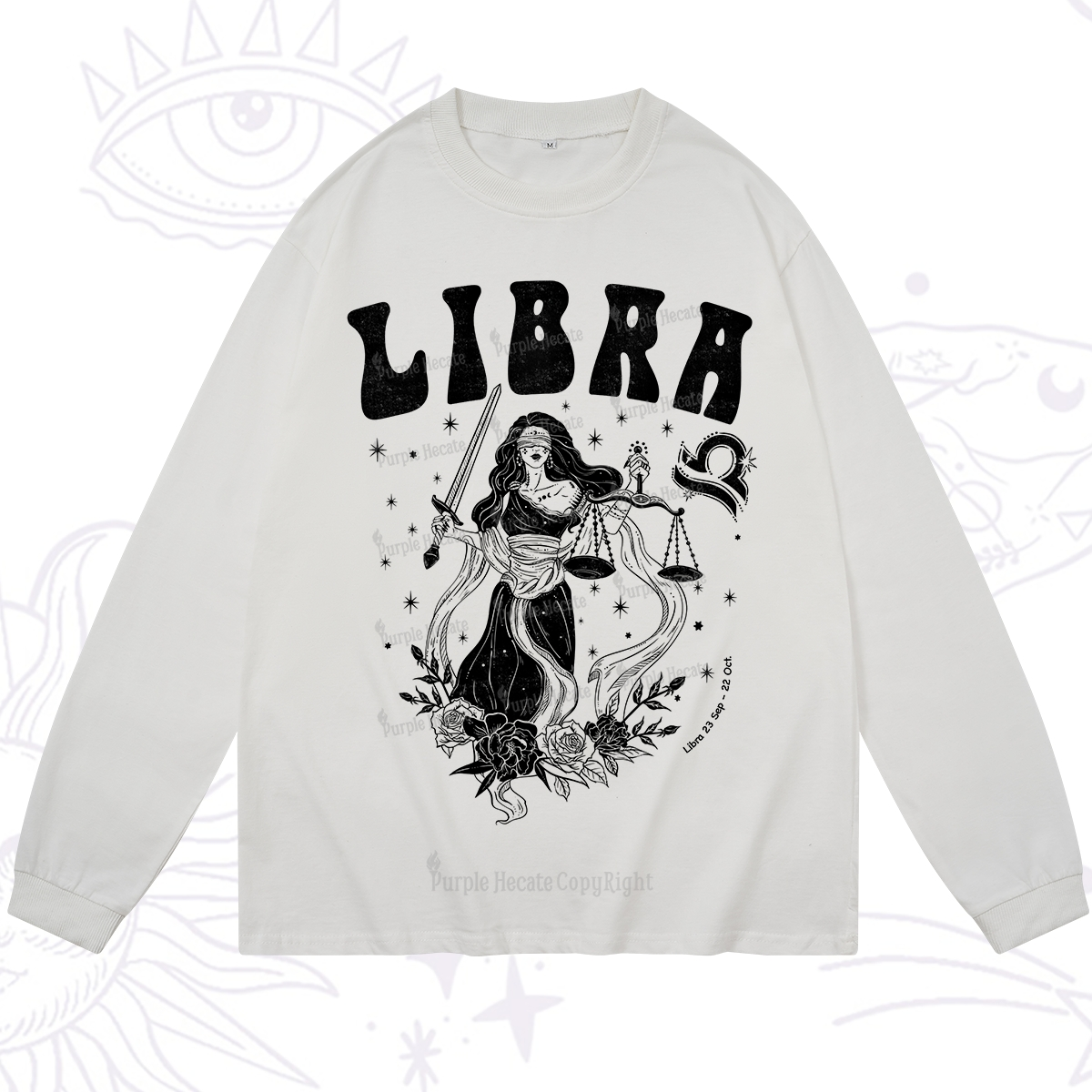 Purplehecate Libra Zodiac Glyphs Long Sleeve T-Shirt