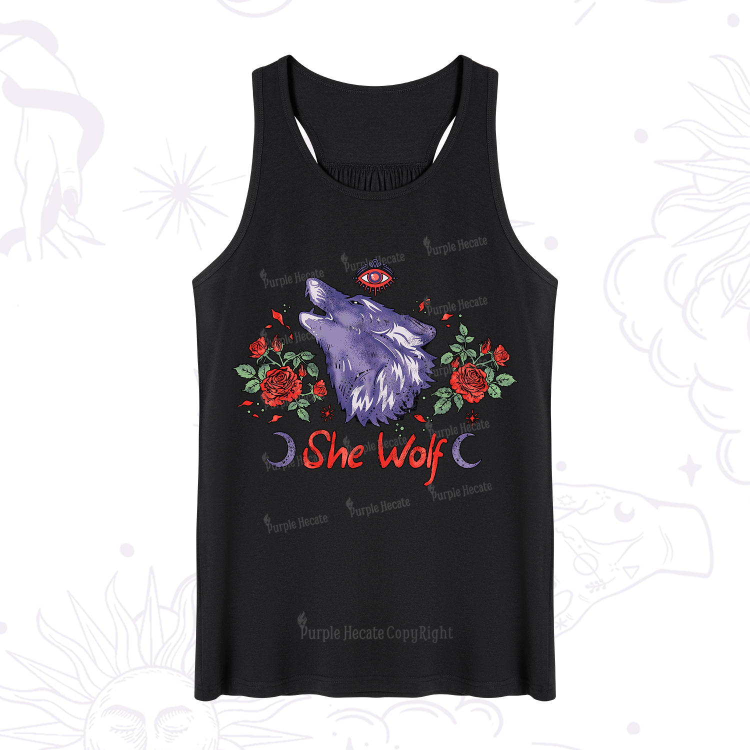 Purplehecate Moon Wolf Tank