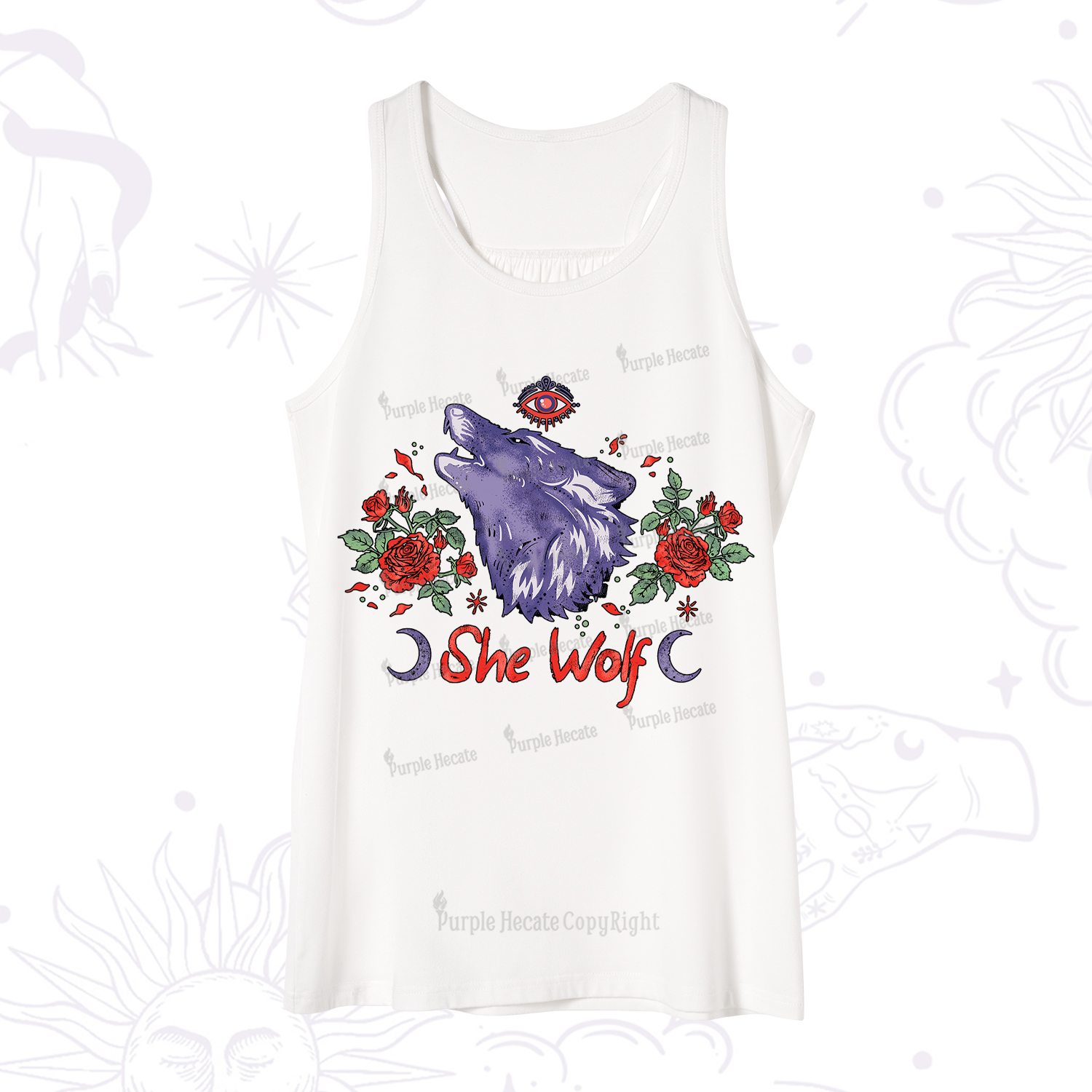 Purplehecate Moon Wolf Tank