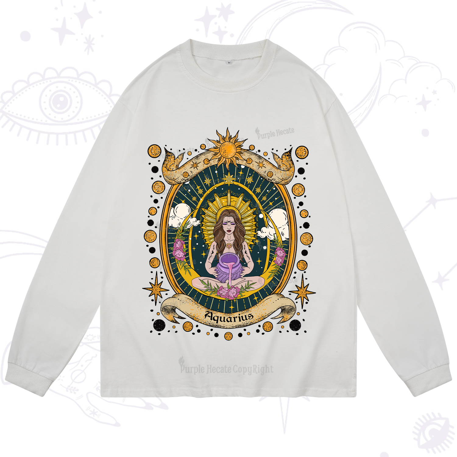 Purplehecate Aquarius Radiance Zodiac Long Sleeve T-Shirt