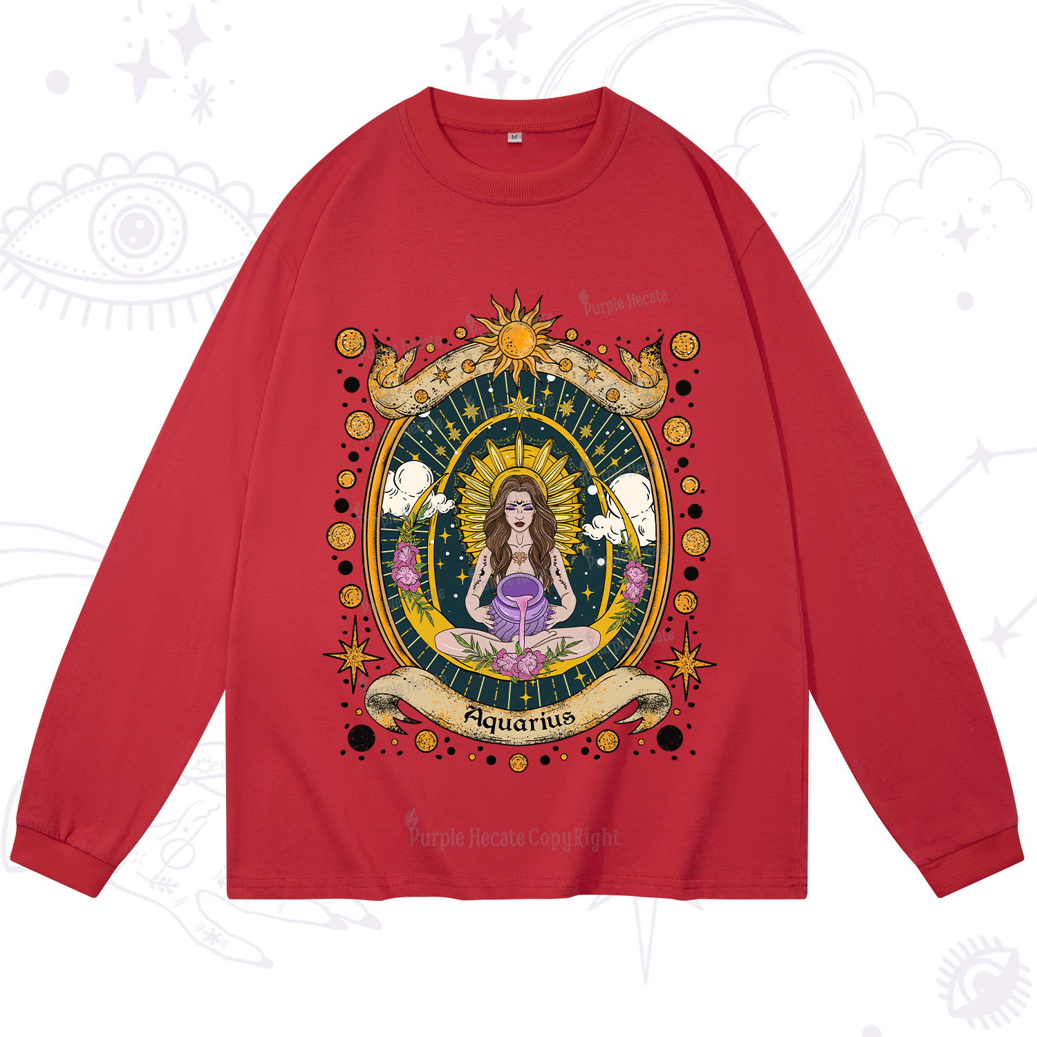 Purplehecate Aquarius Radiance Zodiac Long Sleeve T-Shirt