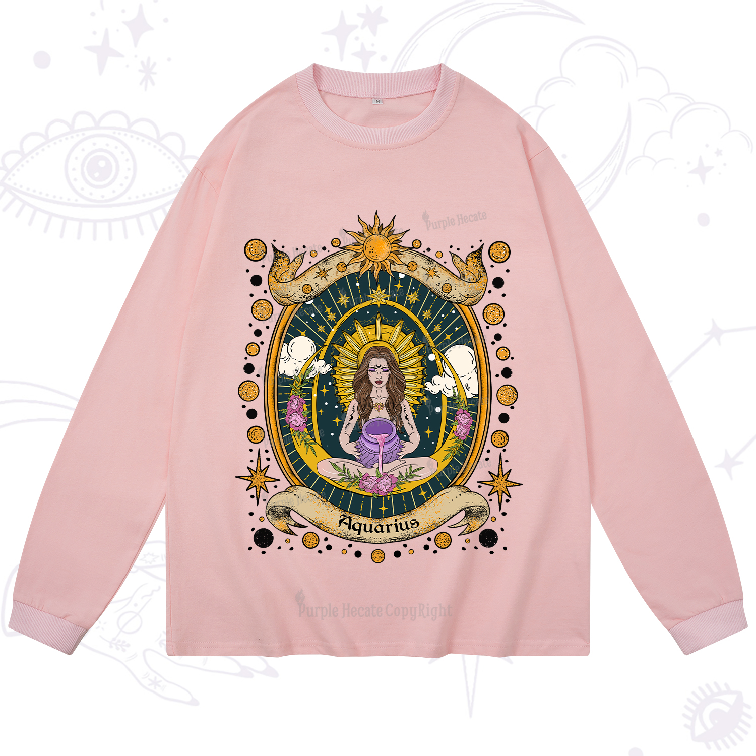 Purplehecate Aquarius Radiance Zodiac Long Sleeve T-Shirt