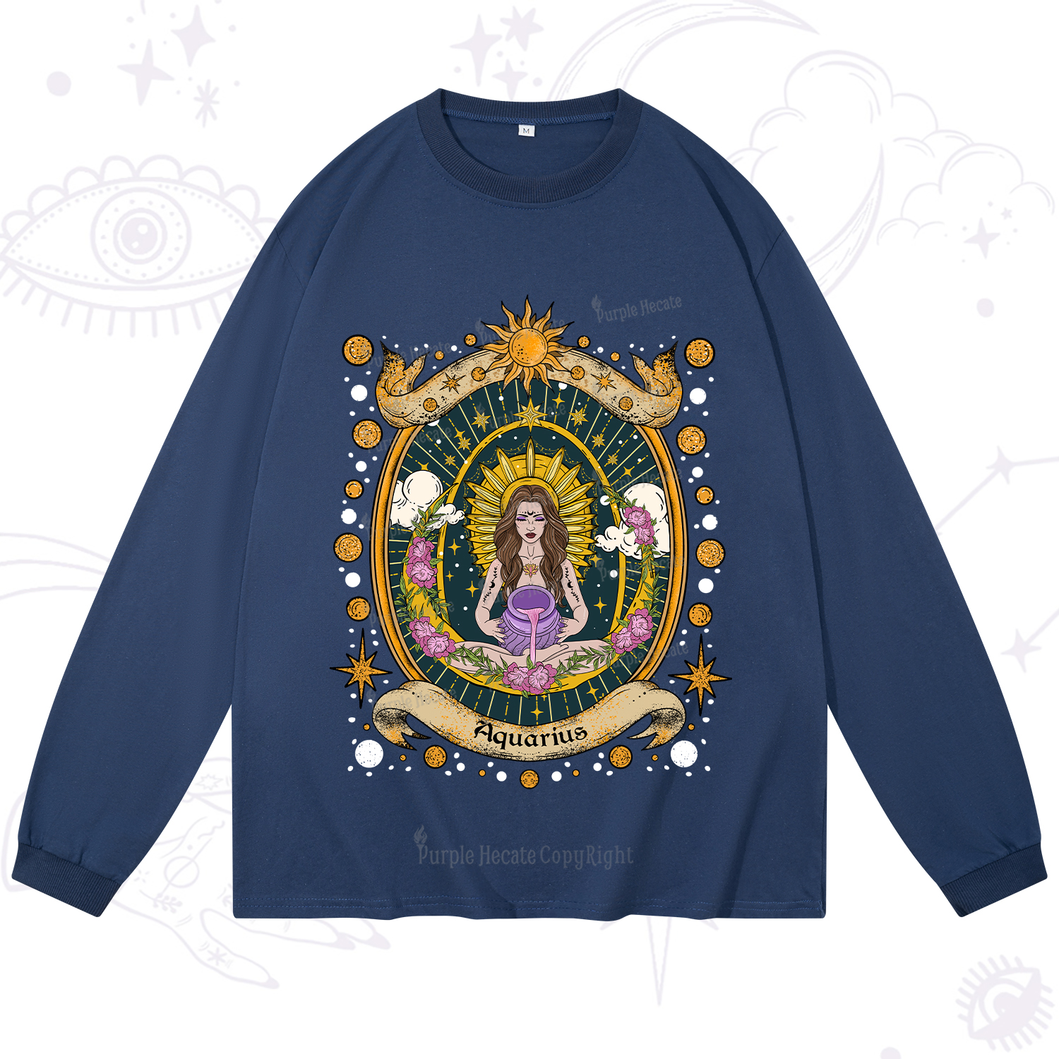 Purplehecate Aquarius Radiance Zodiac Long Sleeve T-Shirt