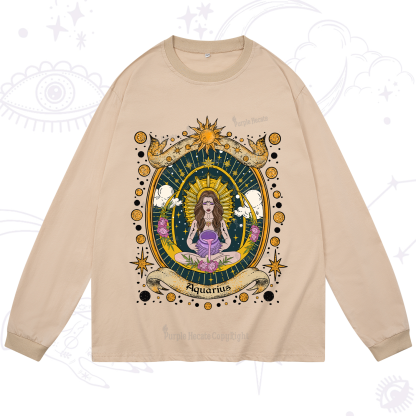 Purplehecate Aquarius Radiance Zodiac Long Sleeve T-Shirt
