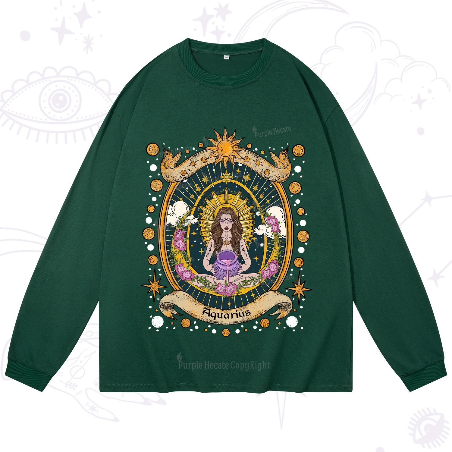 Purplehecate Aquarius Radiance Zodiac Long Sleeve T-Shirt