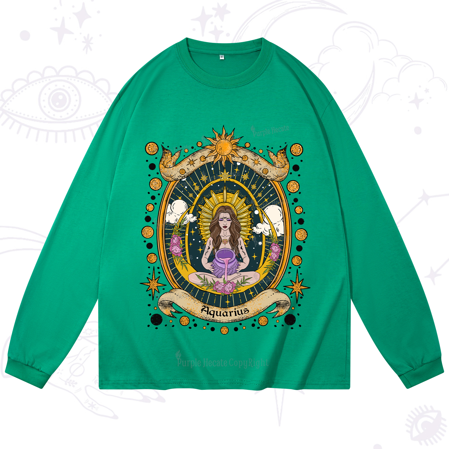 Purplehecate Aquarius Radiance Zodiac Long Sleeve T-Shirt
