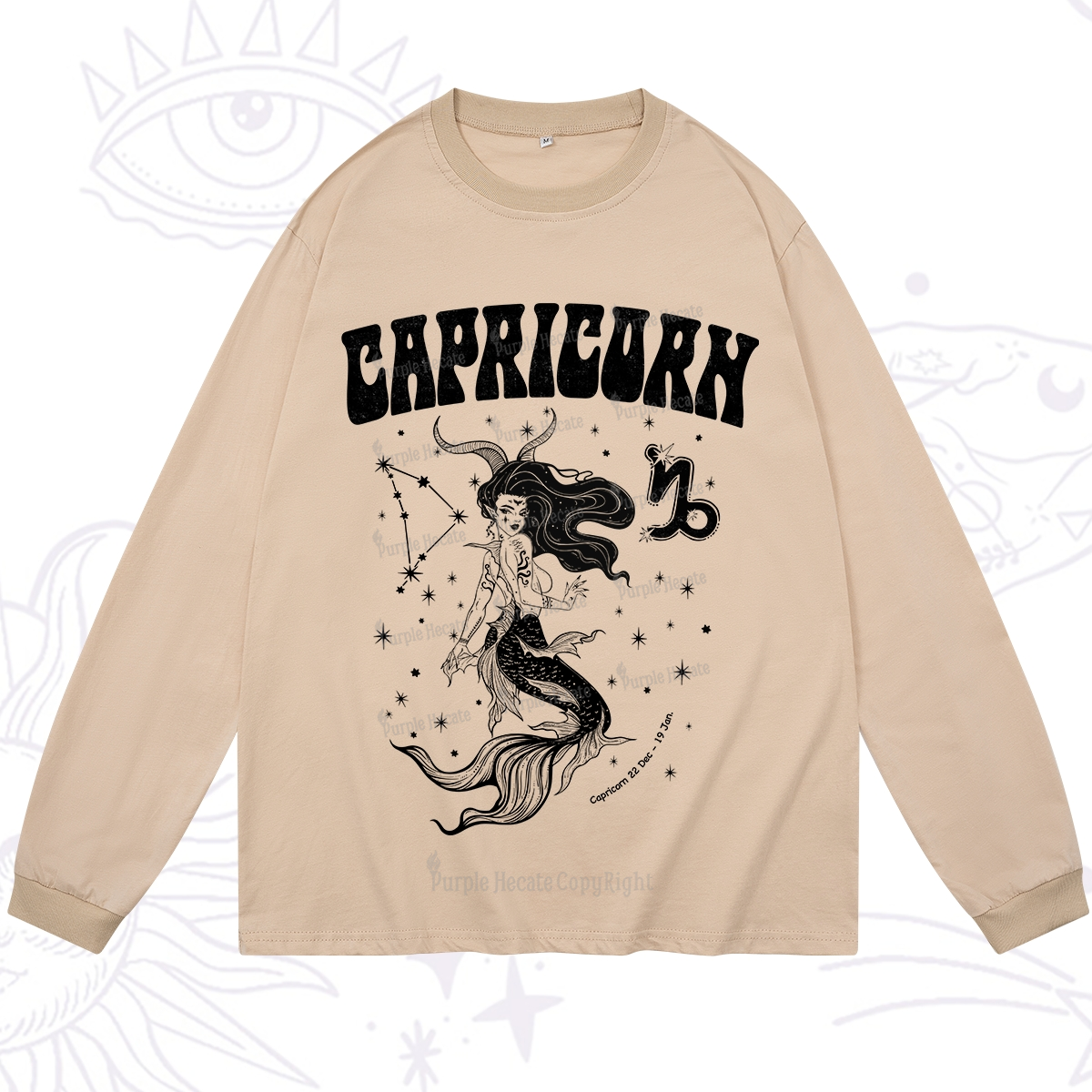 Purplehecate Capricorn Zodiac Glyphs Long Sleeve T-Shirt