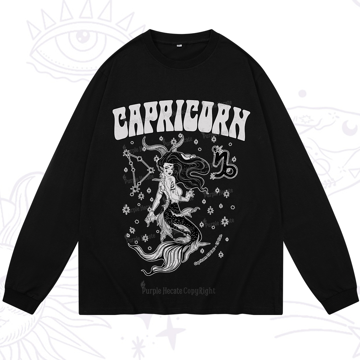 Purplehecate Capricorn Zodiac Glyphs Long Sleeve T-Shirt