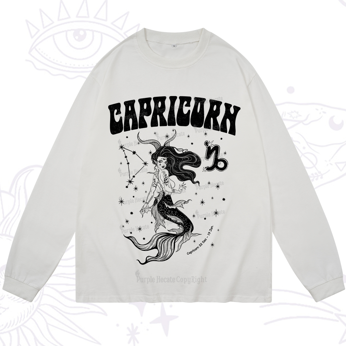 Purplehecate Capricorn Zodiac Glyphs Long Sleeve T-Shirt