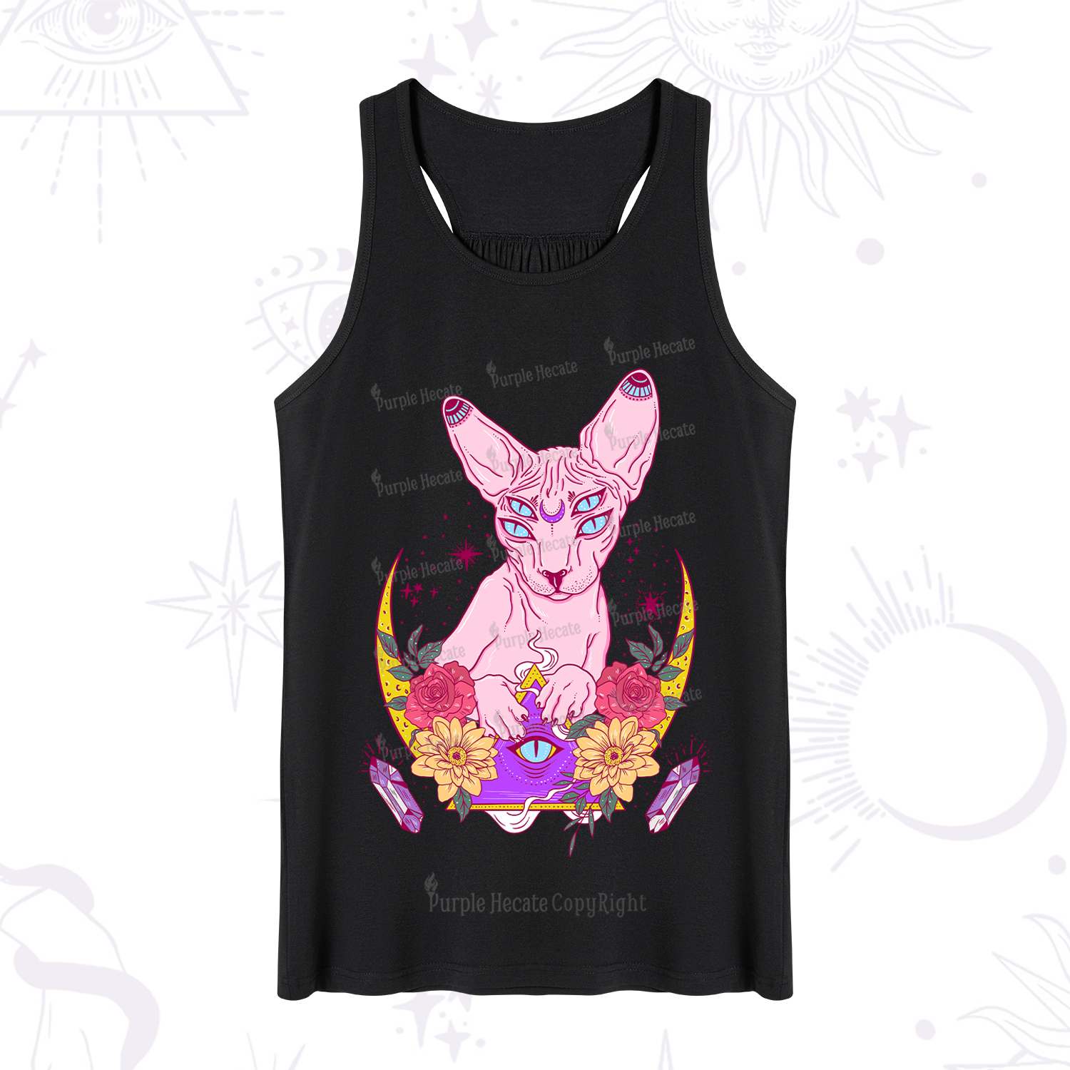 Purplehecate Moon Phase Cat Tank