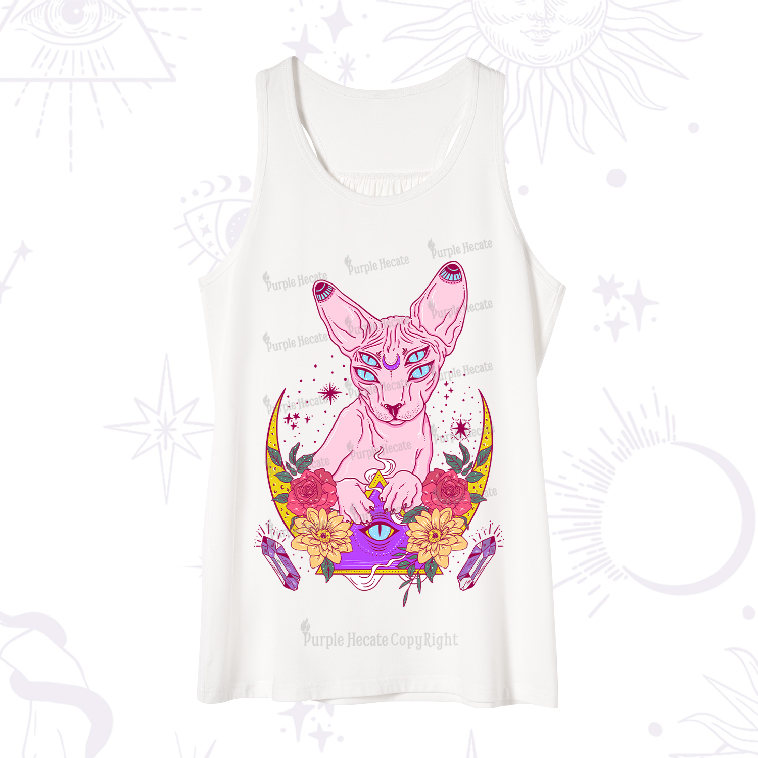 Purplehecate Moon Phase Cat Tank