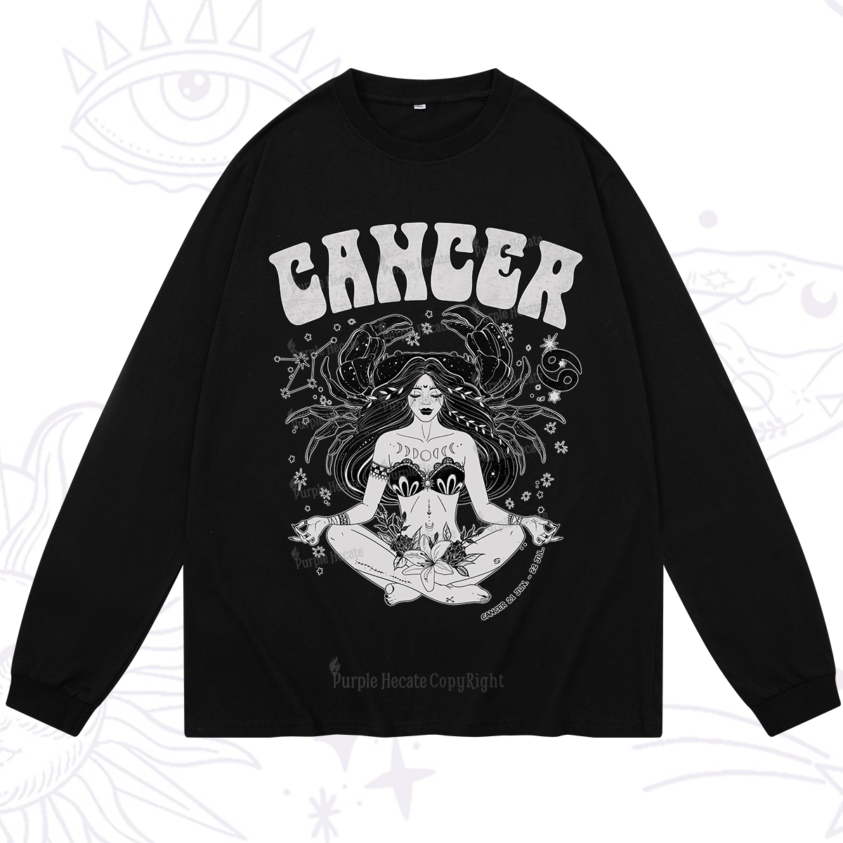 Purplehecate Cancer Zodiac Glyphs Long Sleeve T-Shirt