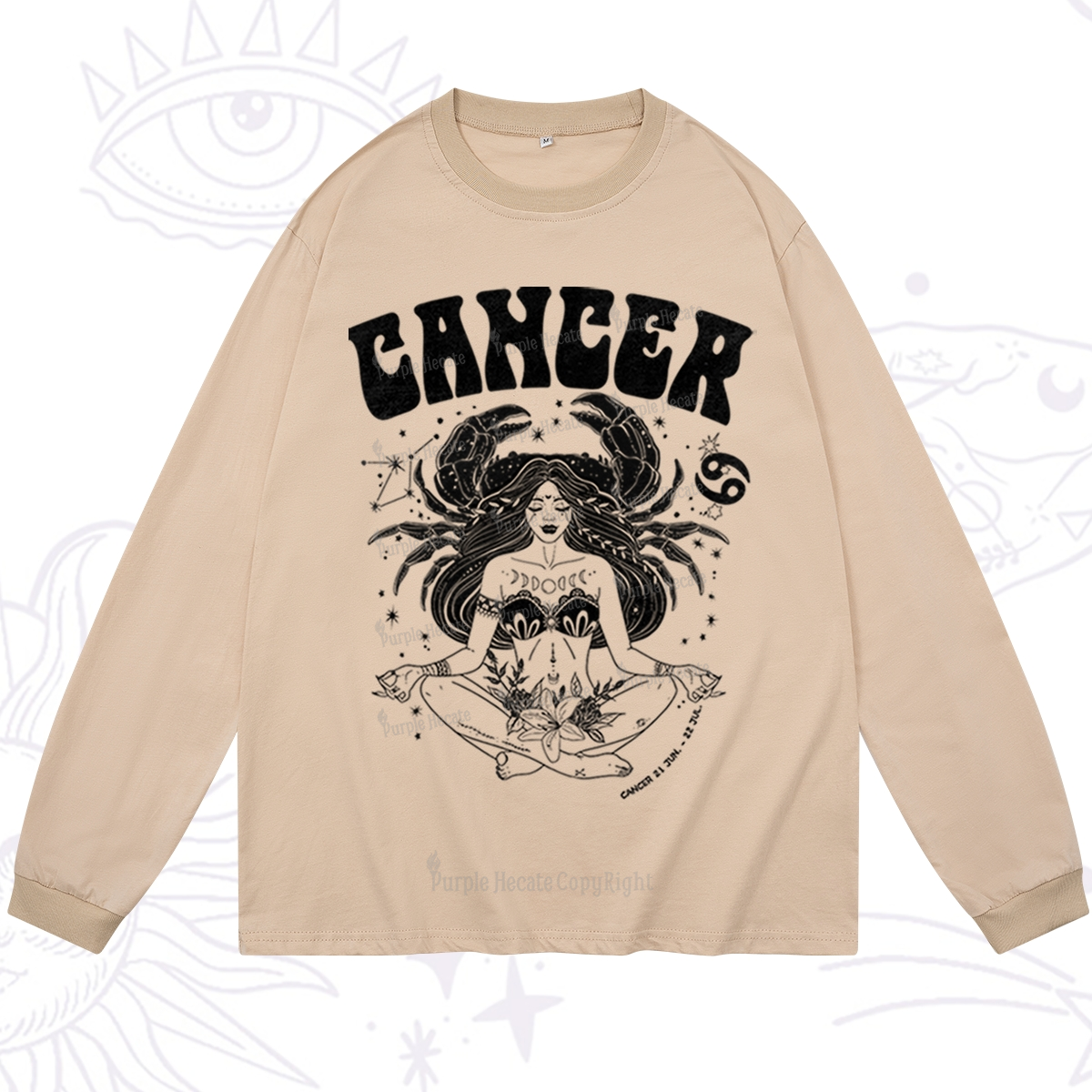 Purplehecate Cancer Zodiac Glyphs Long Sleeve T-Shirt