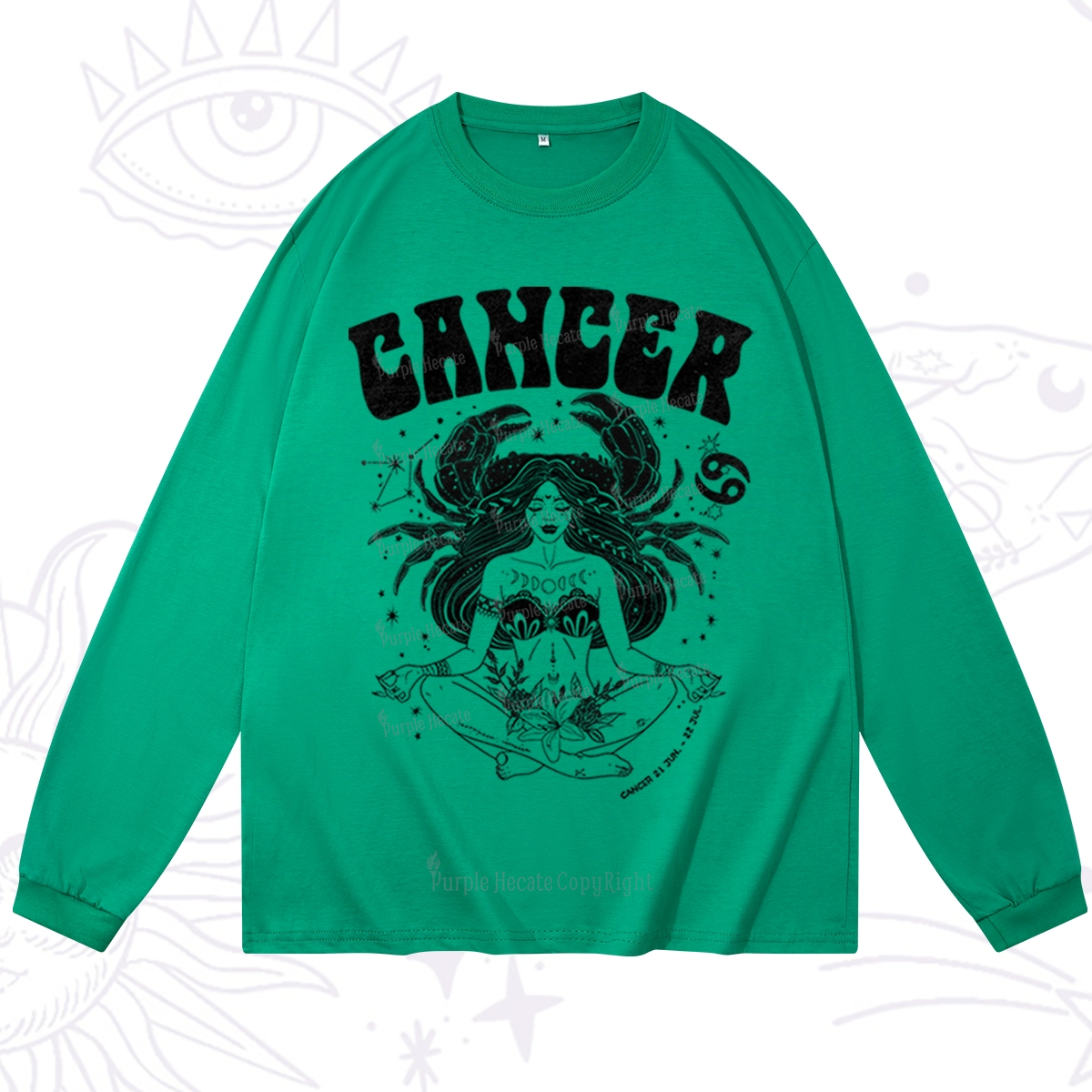 Purplehecate Cancer Zodiac Glyphs Long Sleeve T-Shirt