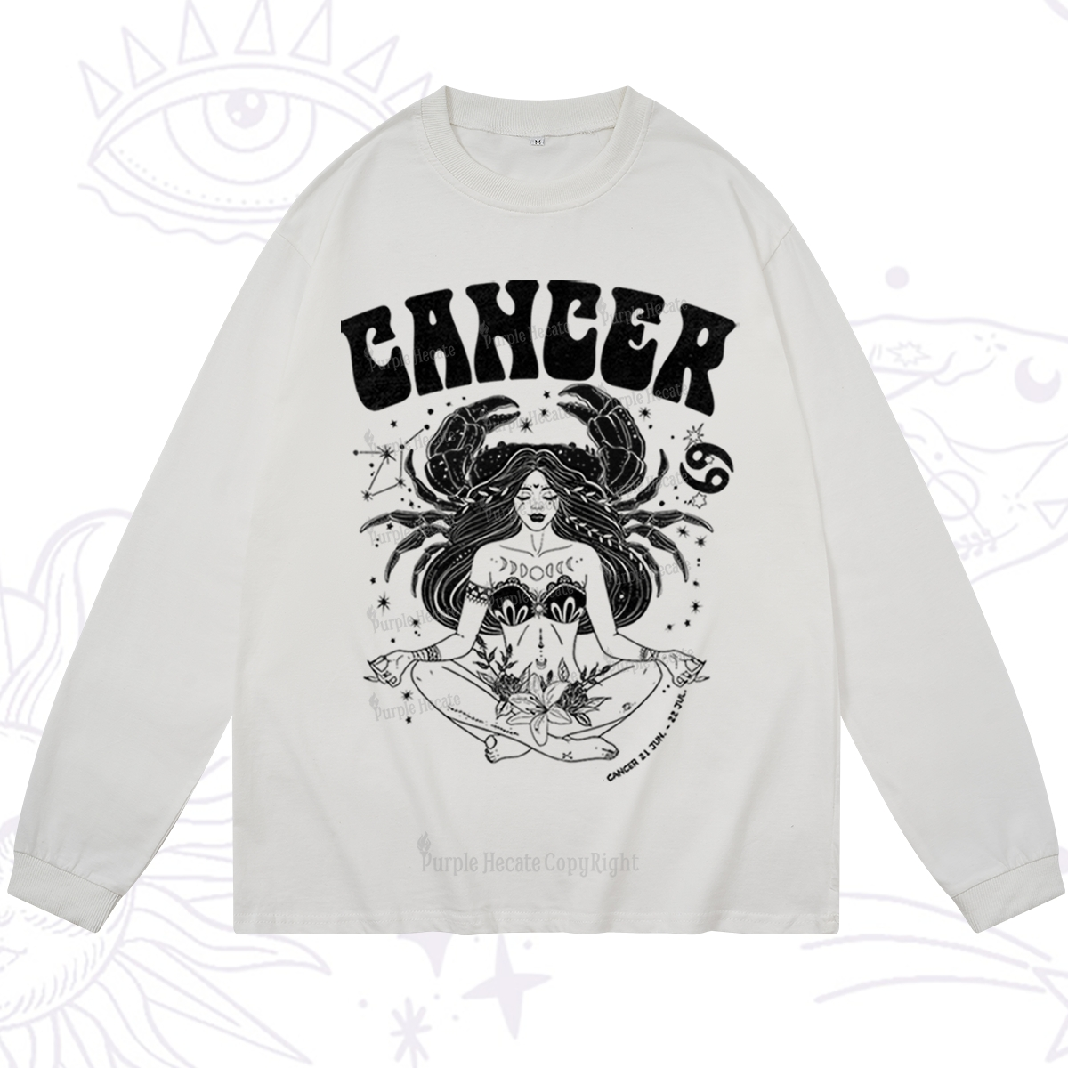 Purplehecate Cancer Zodiac Glyphs Long Sleeve T-Shirt