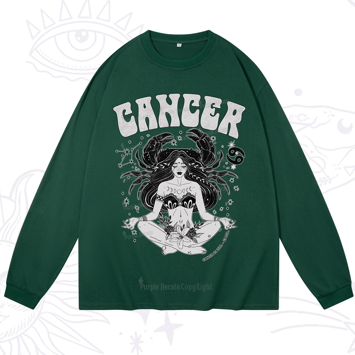 Purplehecate Cancer Zodiac Glyphs Long Sleeve T-Shirt