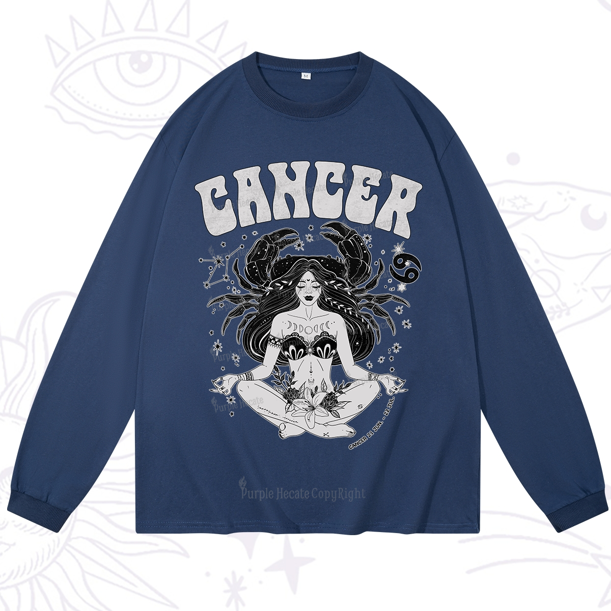 Purplehecate Cancer Zodiac Glyphs Long Sleeve T-Shirt