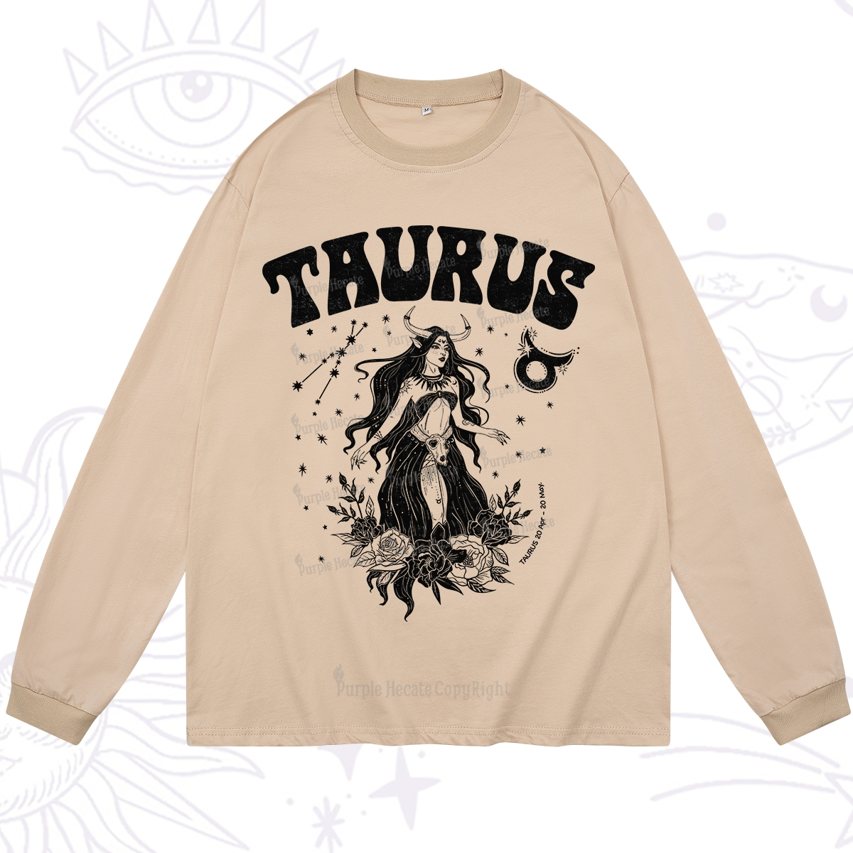 Purplehecate Taurus Zodiac Glyphs Long Sleeve T-Shirt