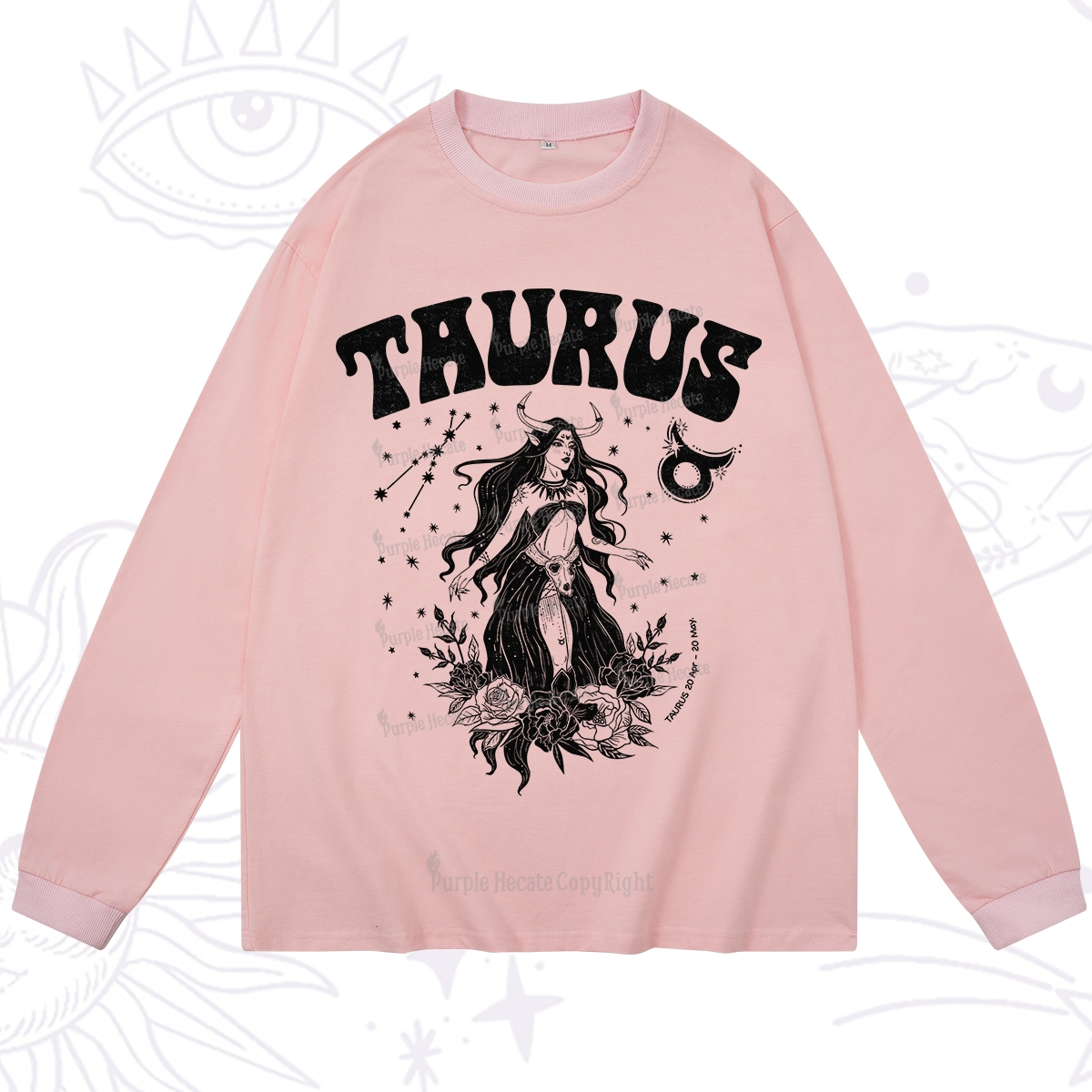 Purplehecate Taurus Zodiac Glyphs Long Sleeve T-Shirt