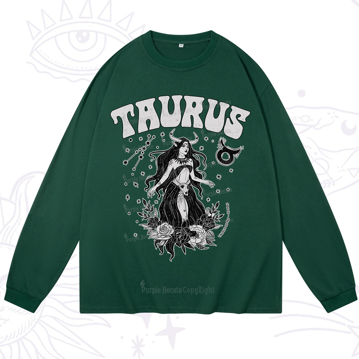 Purplehecate Taurus Zodiac Glyphs Long Sleeve T-Shirt
