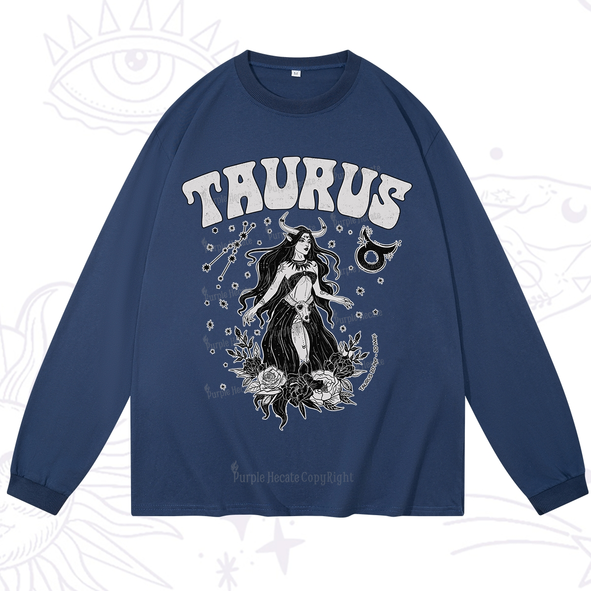 Purplehecate Taurus Zodiac Glyphs Long Sleeve T-Shirt