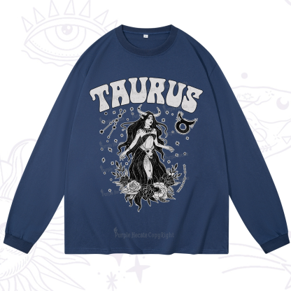 Purplehecate Taurus Zodiac Glyphs Long Sleeve T-Shirt