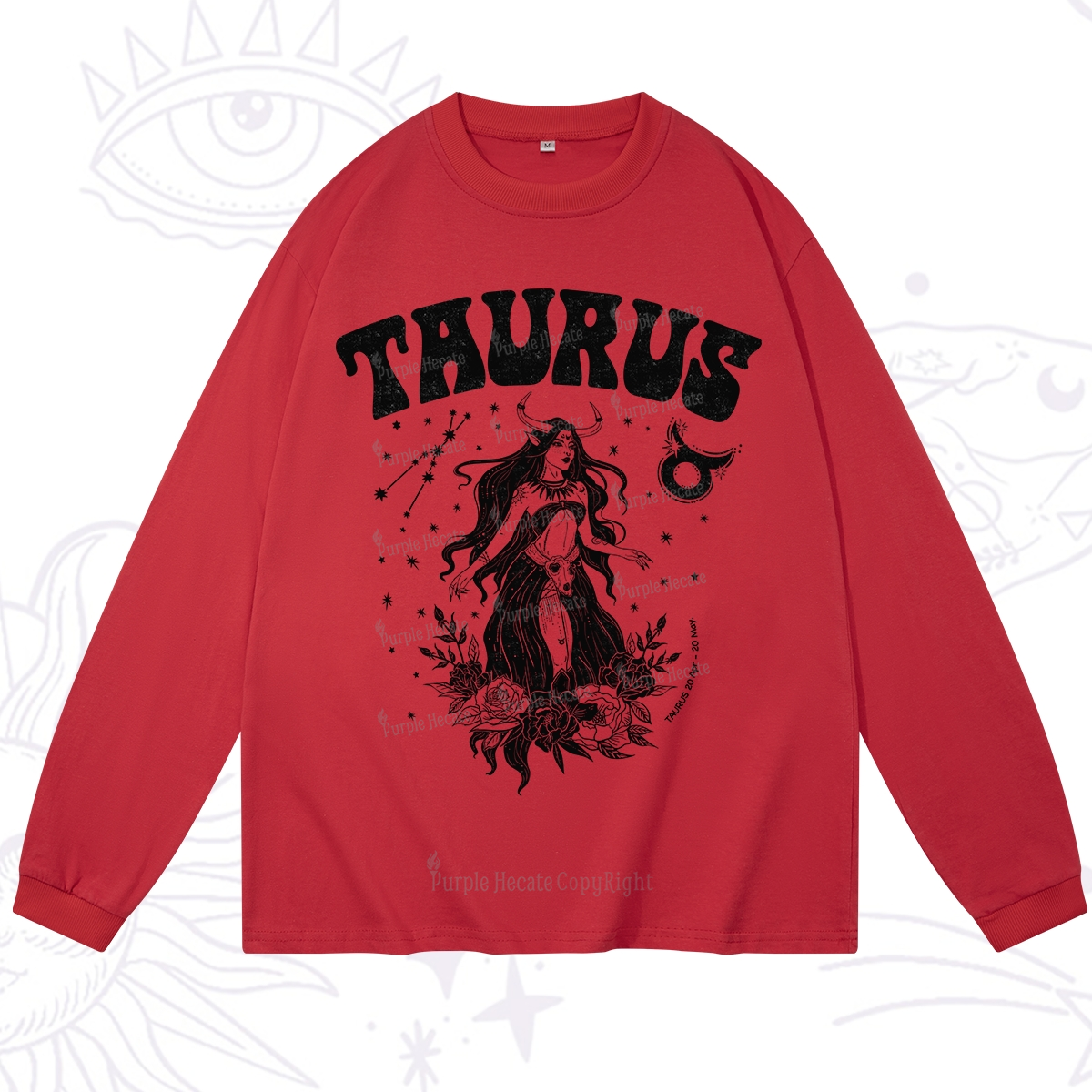 Purplehecate Taurus Zodiac Glyphs Long Sleeve T-Shirt