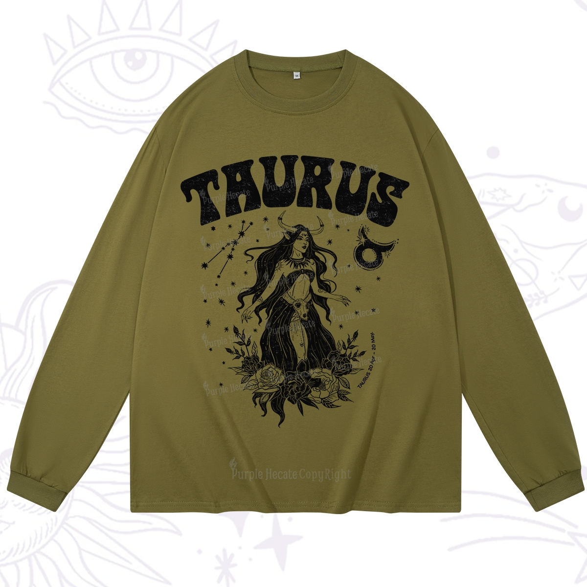 Purplehecate Taurus Zodiac Glyphs Long Sleeve T-Shirt