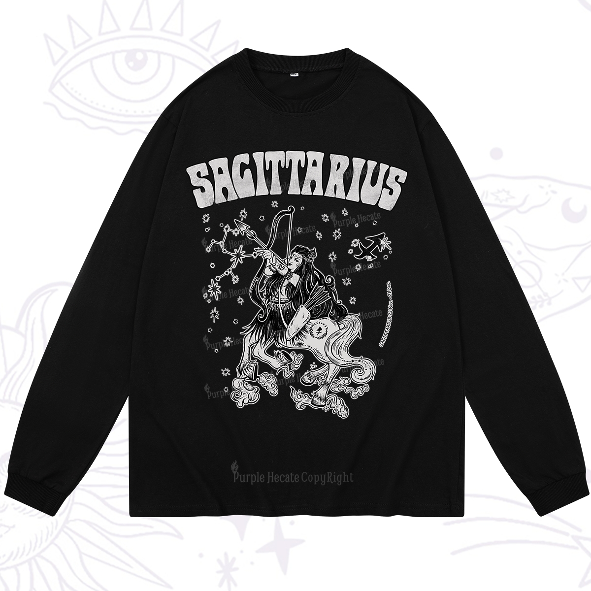 Purplehecate Sagittarius Zodiac Glyphs Long Sleeve T-Shirt