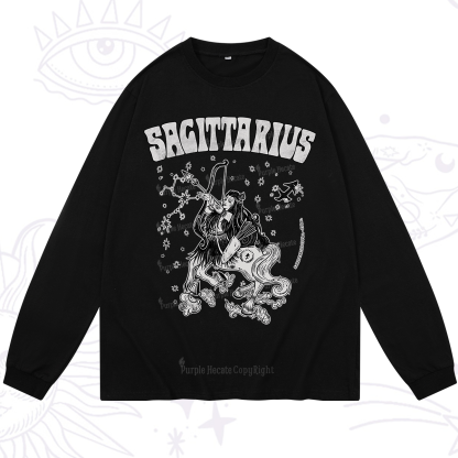 Purplehecate Sagittarius Zodiac Glyphs Long Sleeve T-Shirt