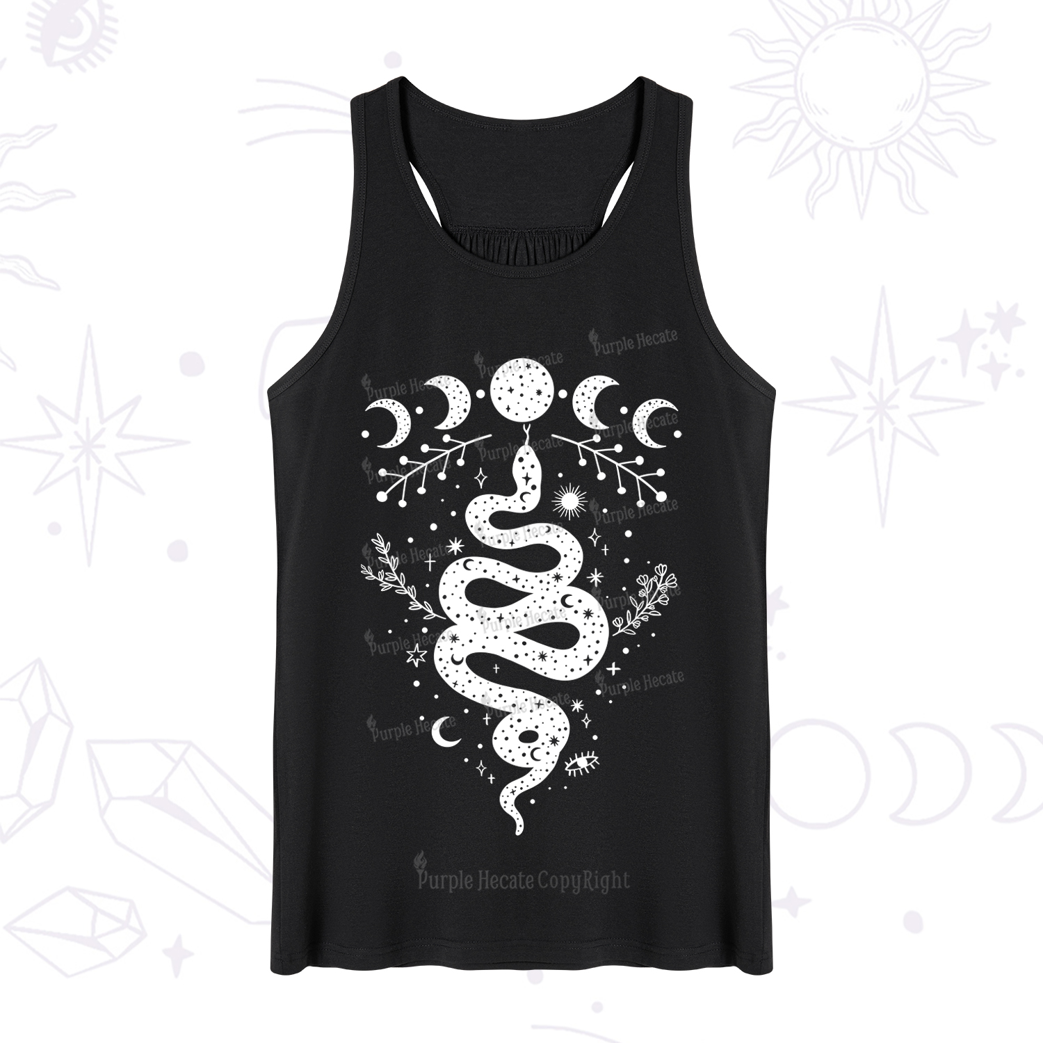Purplehecate Snake And Moon Phase Comfort Tank