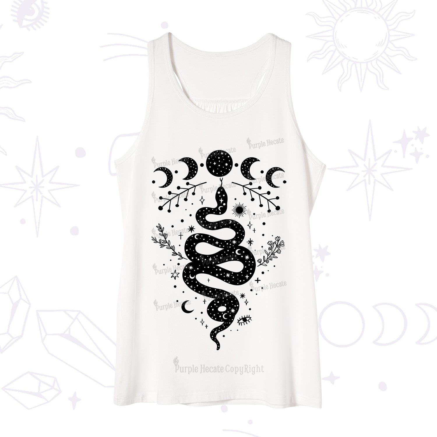 Purplehecate Snake And Moon Phase Comfort Tank
