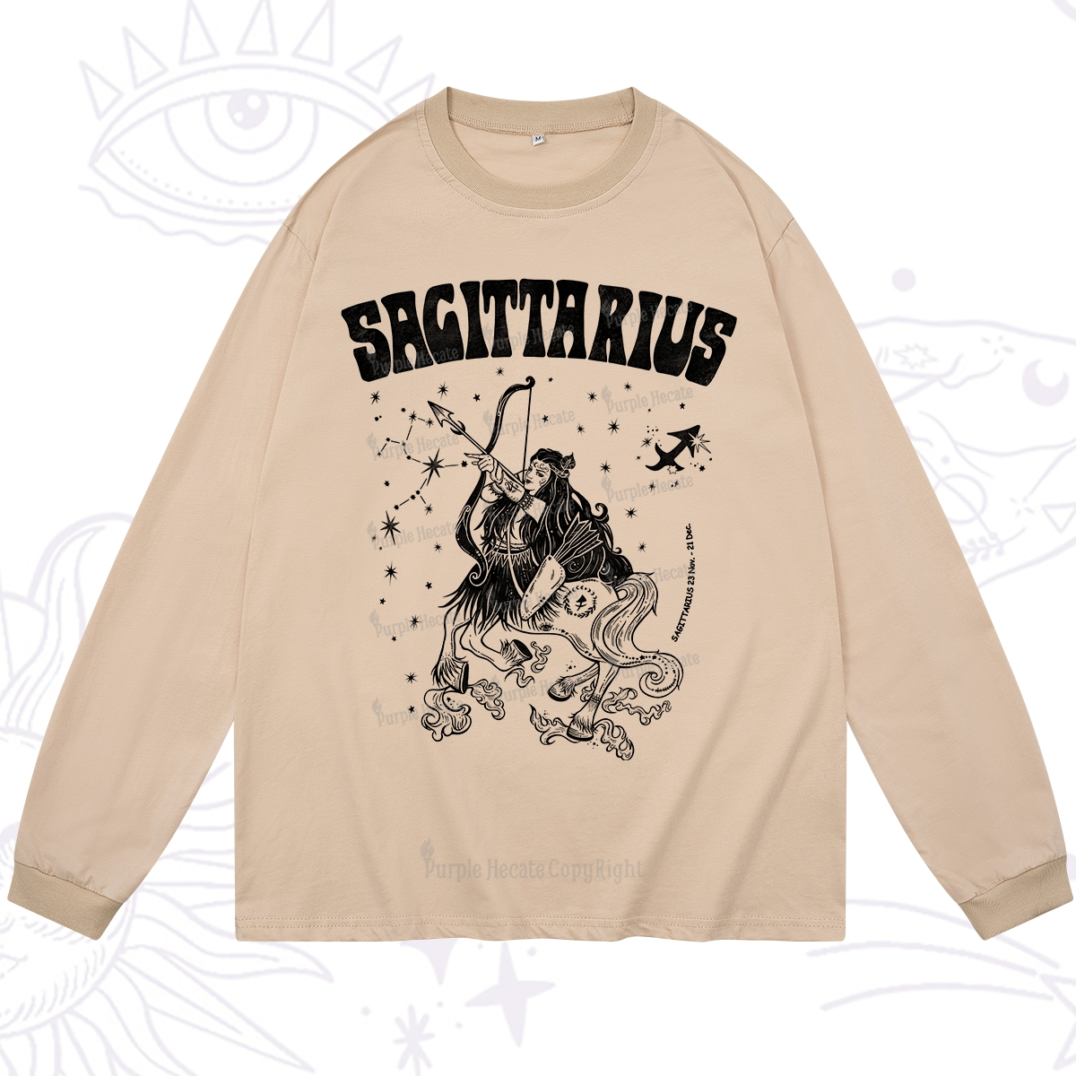 Purplehecate Sagittarius Zodiac Glyphs Long Sleeve T-Shirt