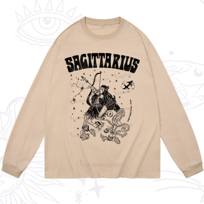 Purplehecate Sagittarius Zodiac Glyphs Long Sleeve T-Shirt