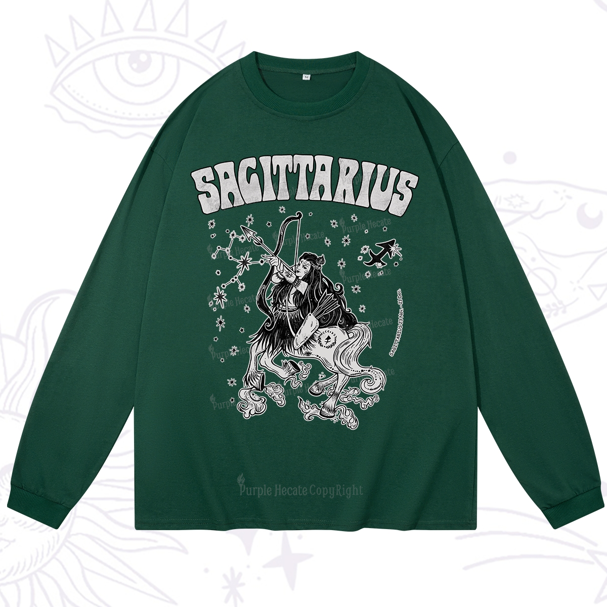 Purplehecate Sagittarius Zodiac Glyphs Long Sleeve T-Shirt