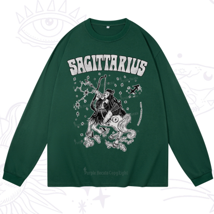 Purplehecate Sagittarius Zodiac Glyphs Long Sleeve T-Shirt