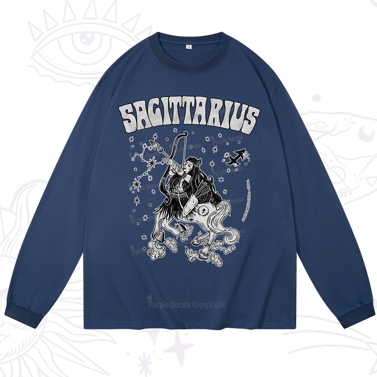 Purplehecate Sagittarius Zodiac Glyphs Long Sleeve T-Shirt