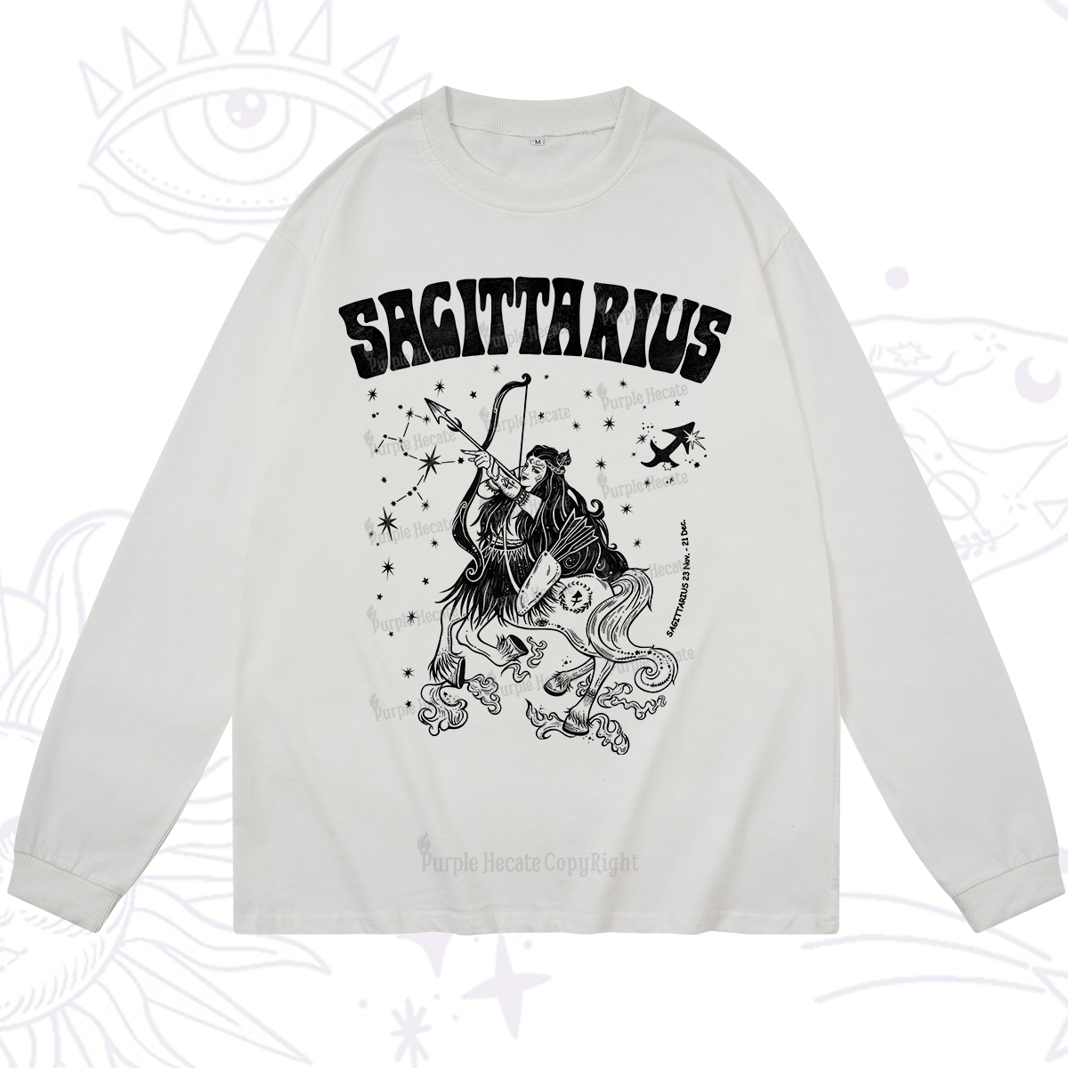 Purplehecate Sagittarius Zodiac Glyphs Long Sleeve T-Shirt
