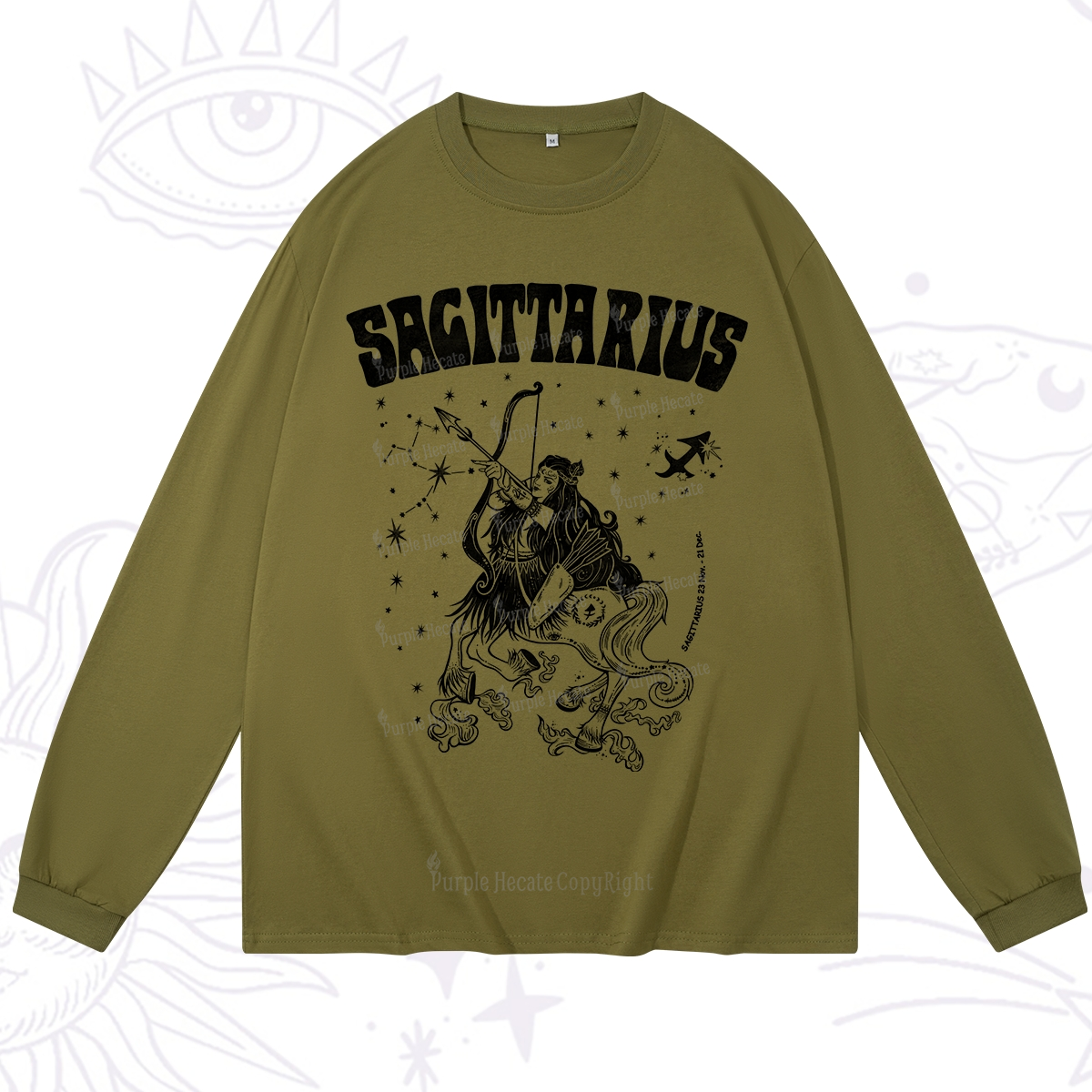 Purplehecate Sagittarius Zodiac Glyphs Long Sleeve T-Shirt