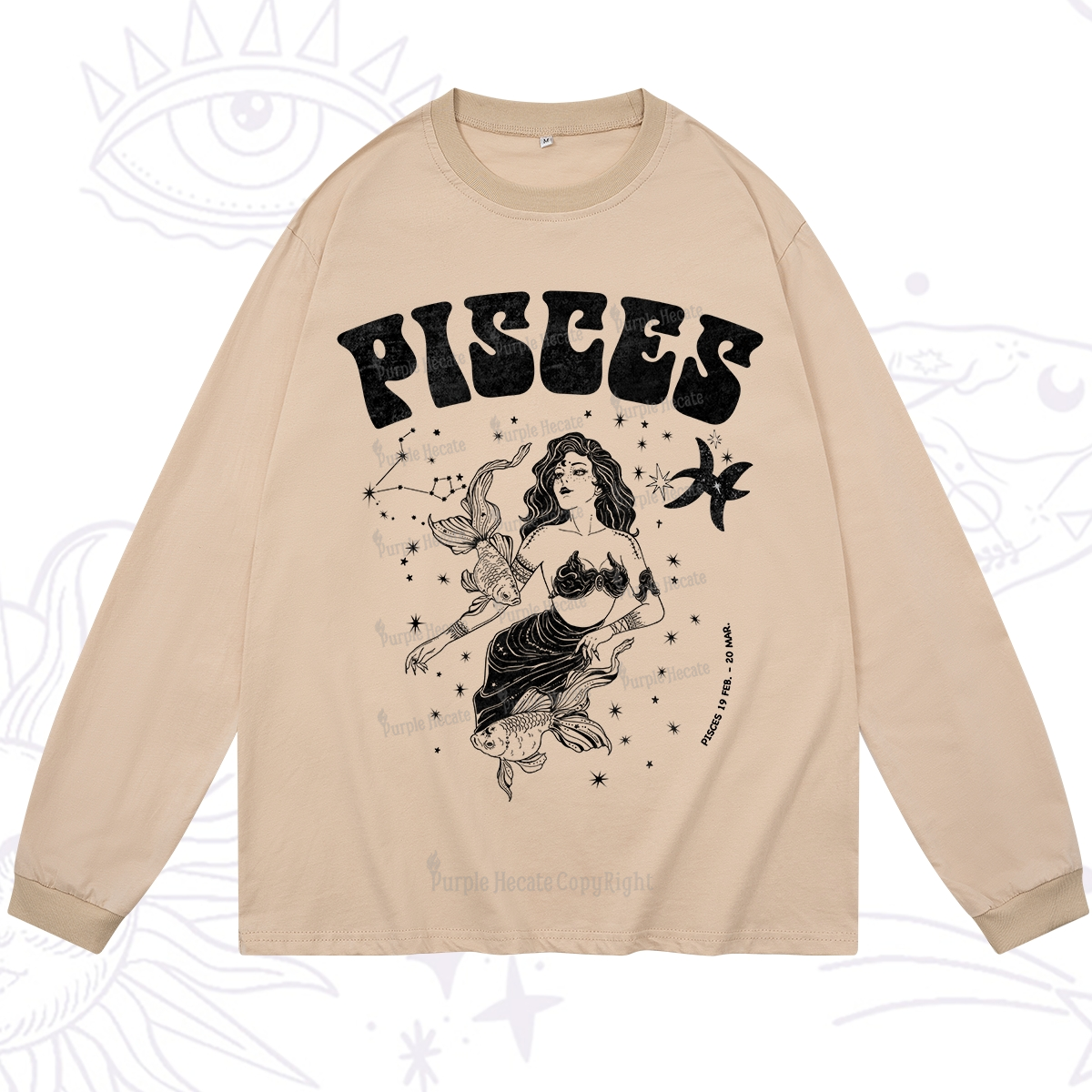 Purplehecate Pisces Zodiac Glyphs Long Sleeve T-Shirt