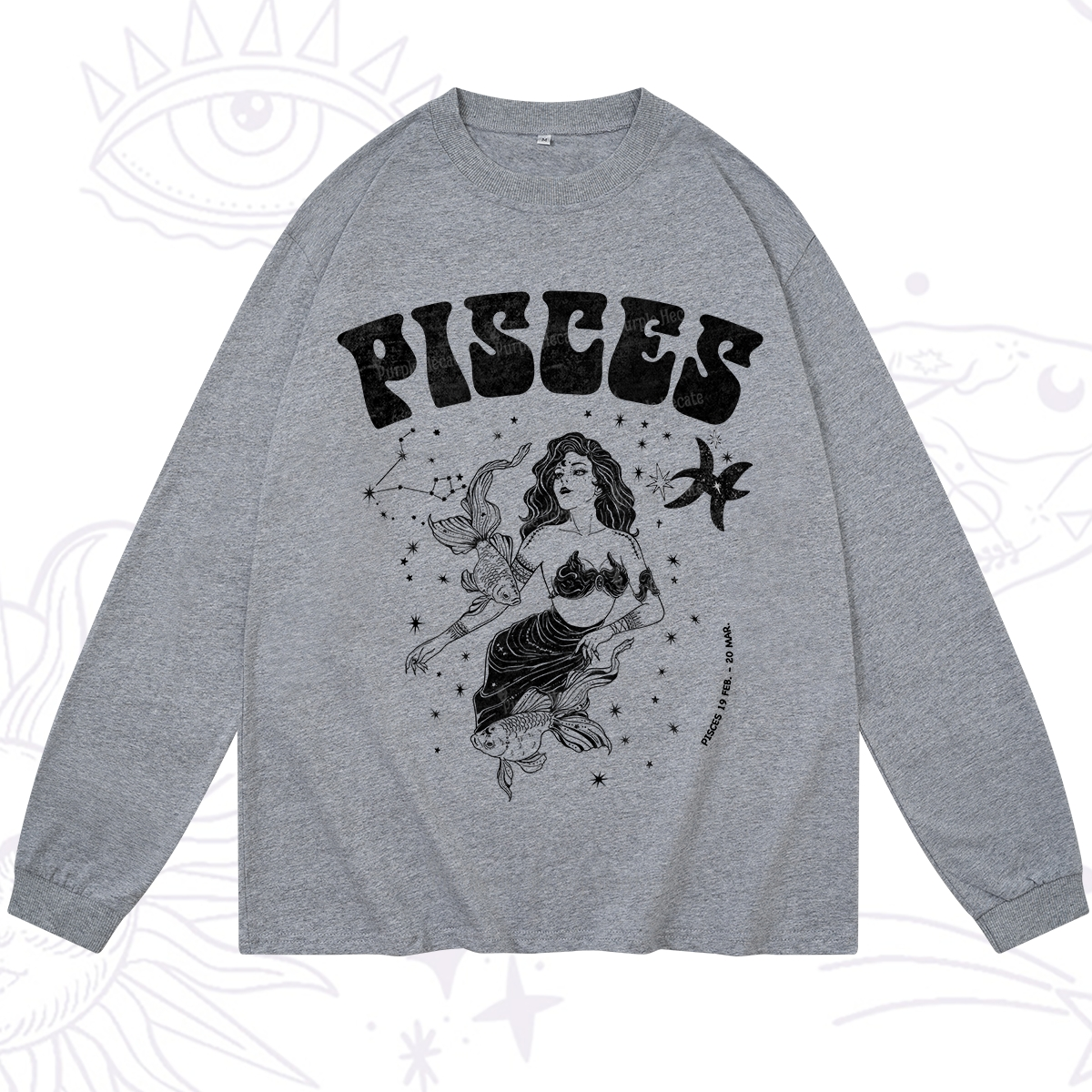 Purplehecate Pisces Zodiac Glyphs Long Sleeve T-Shirt