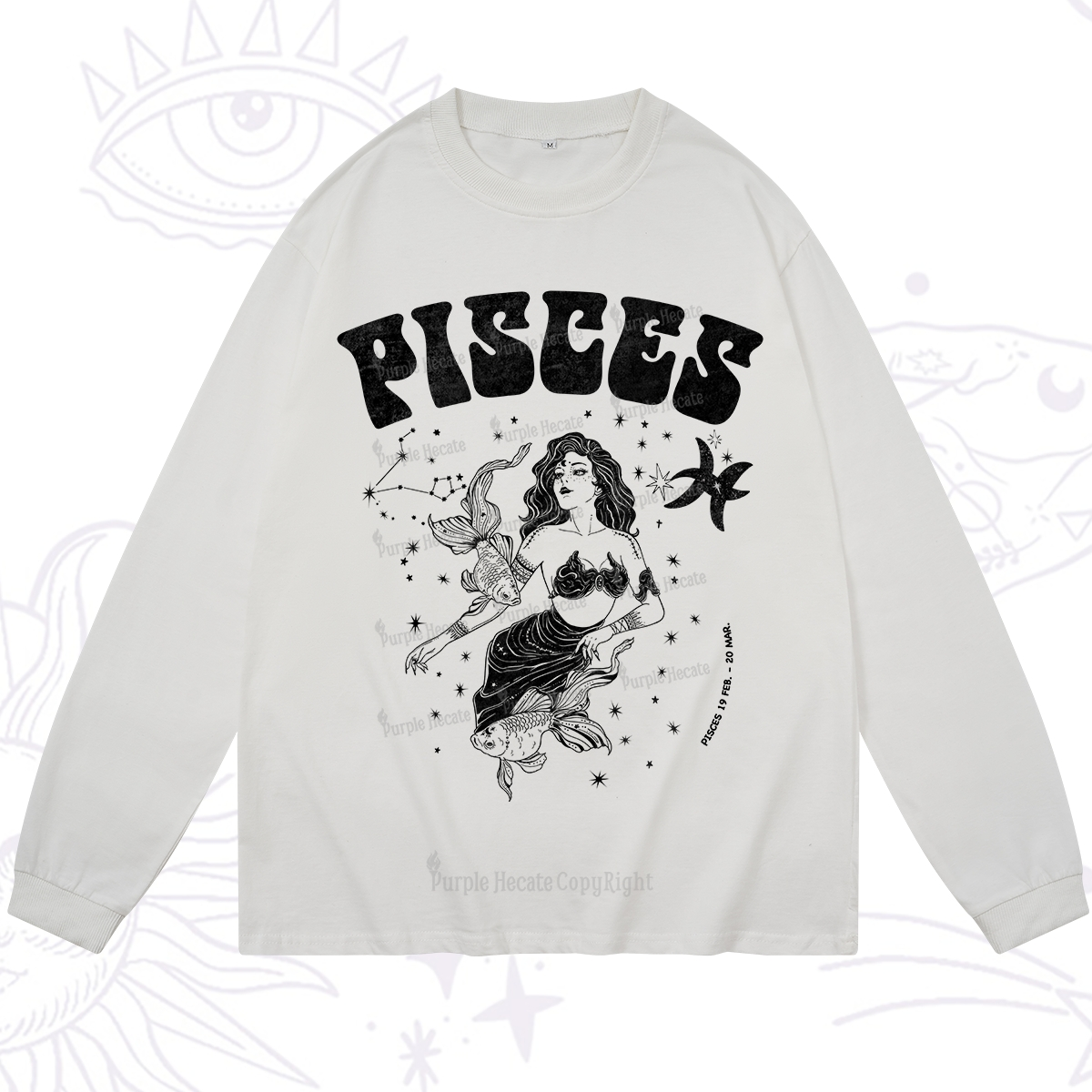 Purplehecate Pisces Zodiac Glyphs Long Sleeve T-Shirt