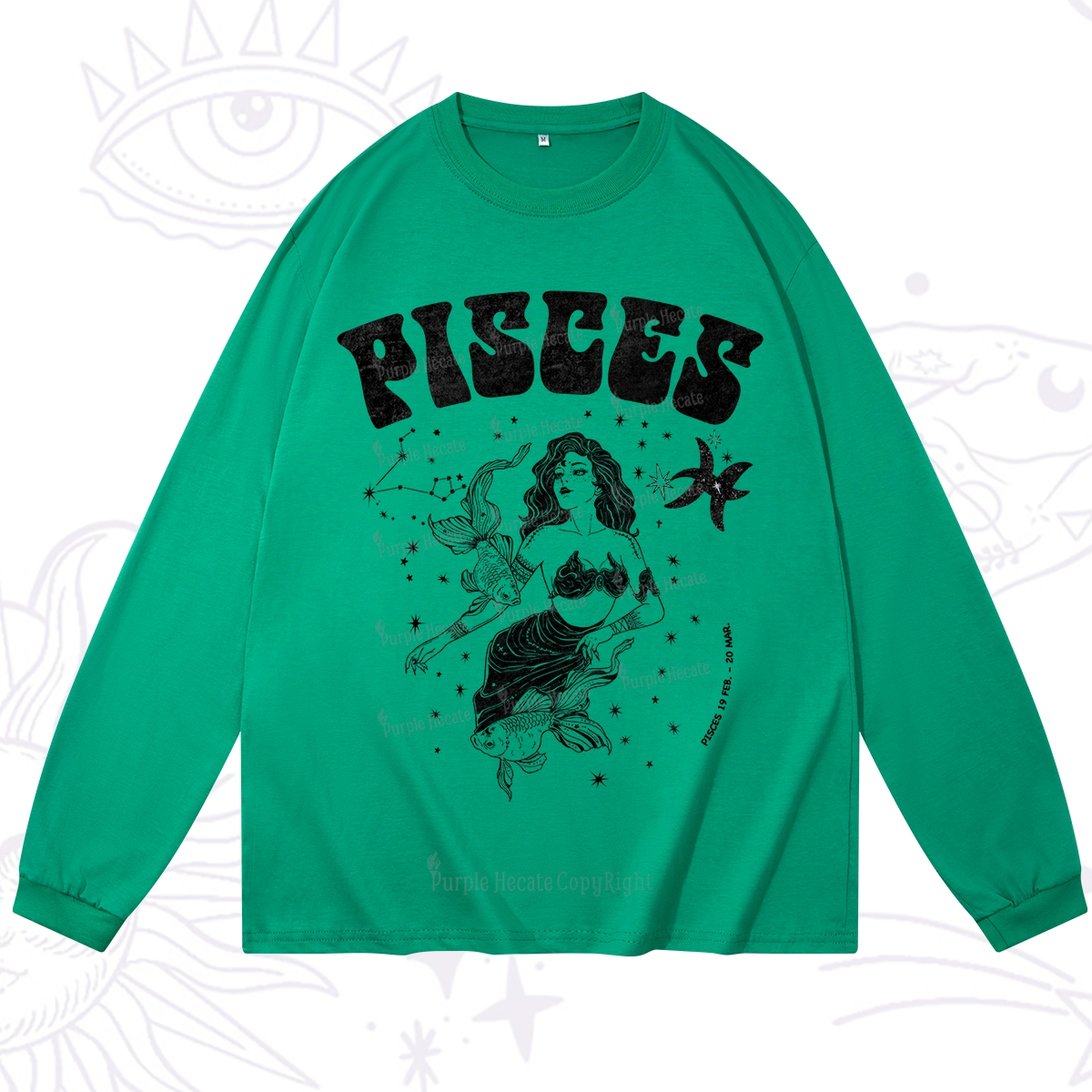 Purplehecate Pisces Zodiac Glyphs Long Sleeve T-Shirt