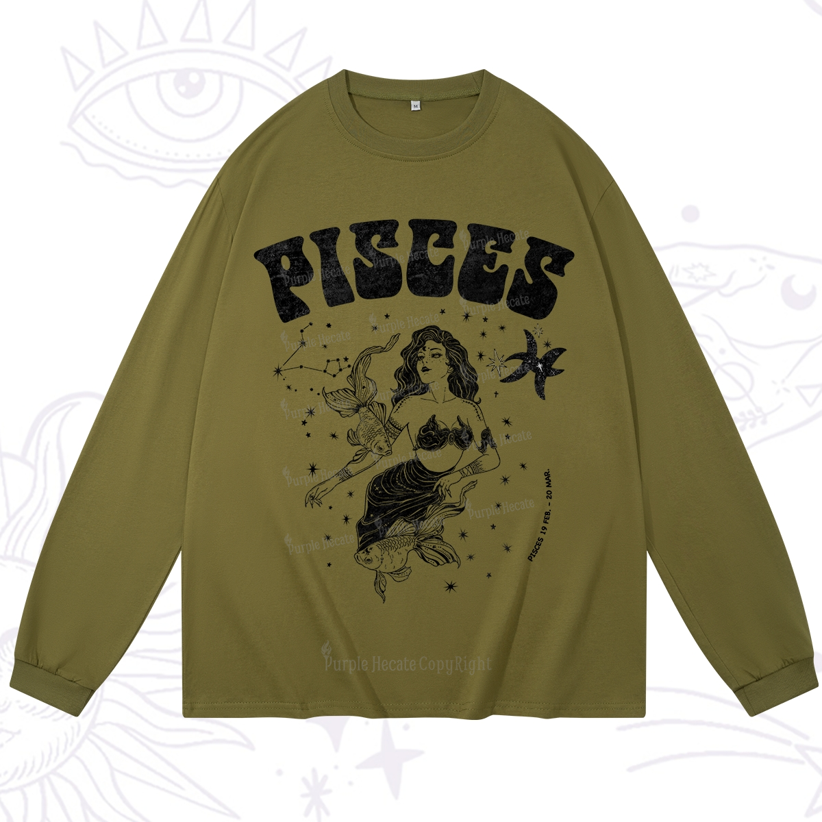 Purplehecate Pisces Zodiac Glyphs Long Sleeve T-Shirt