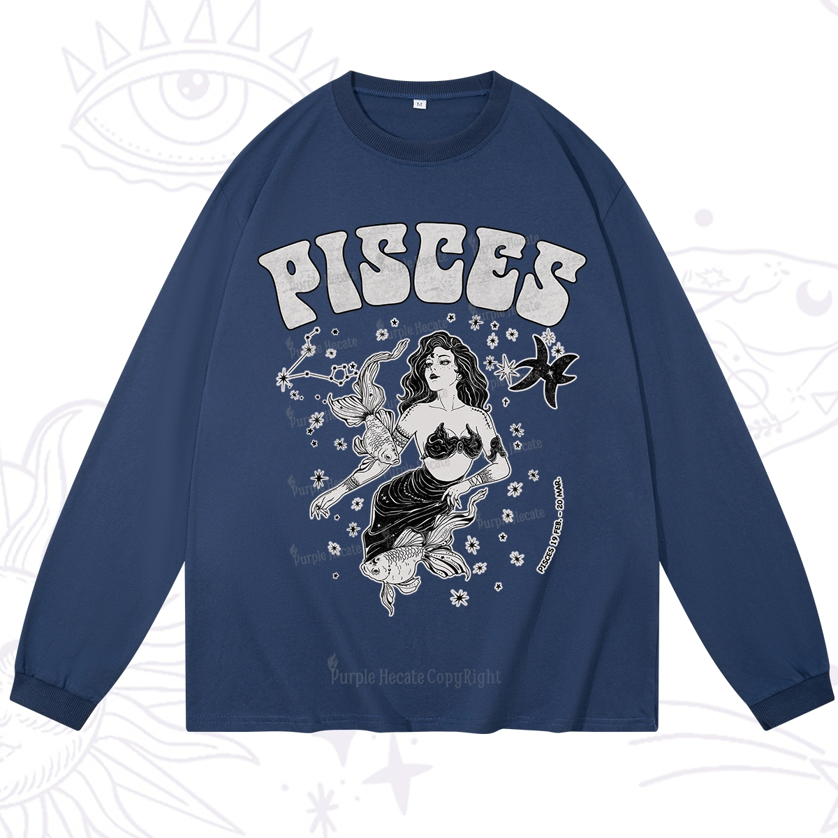 Purplehecate Pisces Zodiac Glyphs Long Sleeve T-Shirt