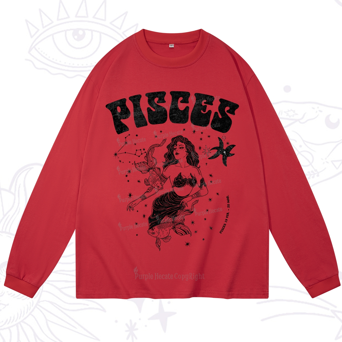 Purplehecate Pisces Zodiac Glyphs Long Sleeve T-Shirt