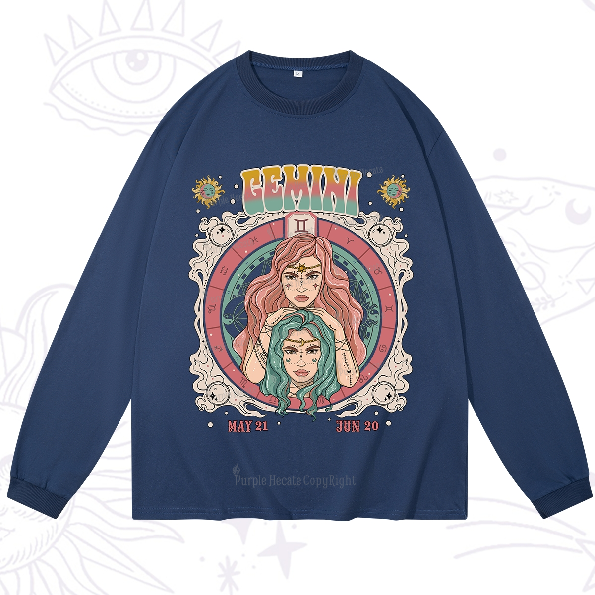 Purplehecate Gemini Cosmic Zodiac Long Sleeve T-Shirt
