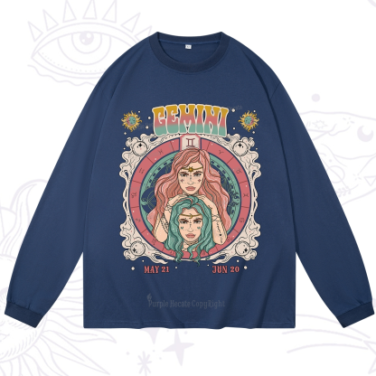 Purplehecate Gemini Cosmic Zodiac Long Sleeve T-Shirt